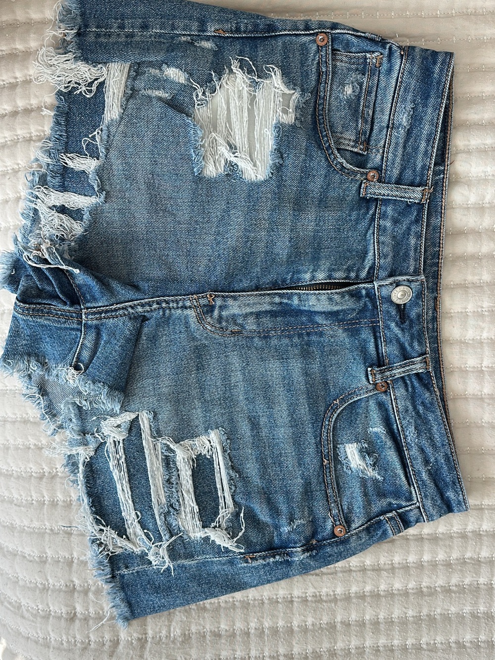 American Eagle Outfitters Distressed Blue Denim Cutoff Shorts